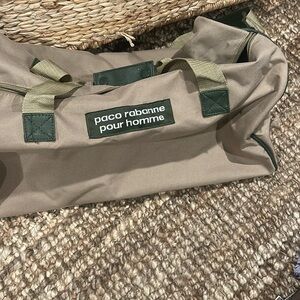 Paco Rabanne Pour Homme Beige and Green Duffle Bag